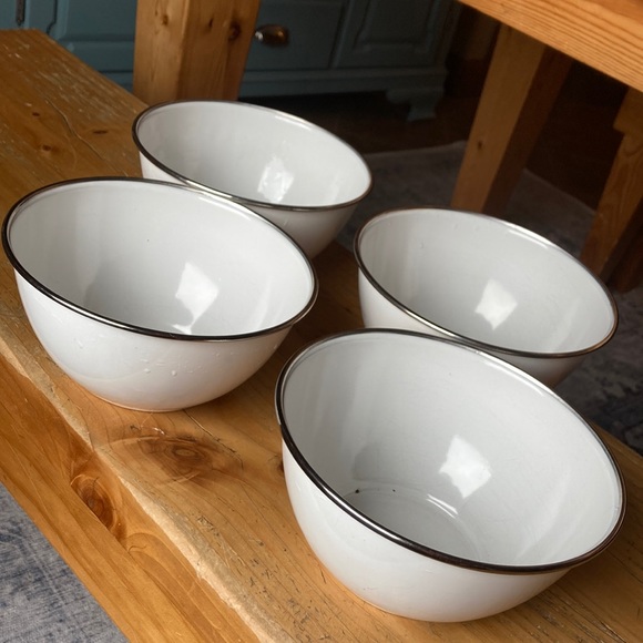 Pottery Barn Kitchen Vintage Pottery Barn White Enamel Bowls Circa